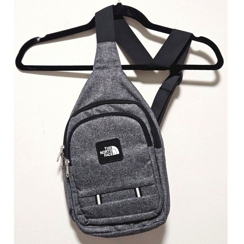 The North Face Heather Grey Tweed Crossbody Sling Bag Utility Backpack OS